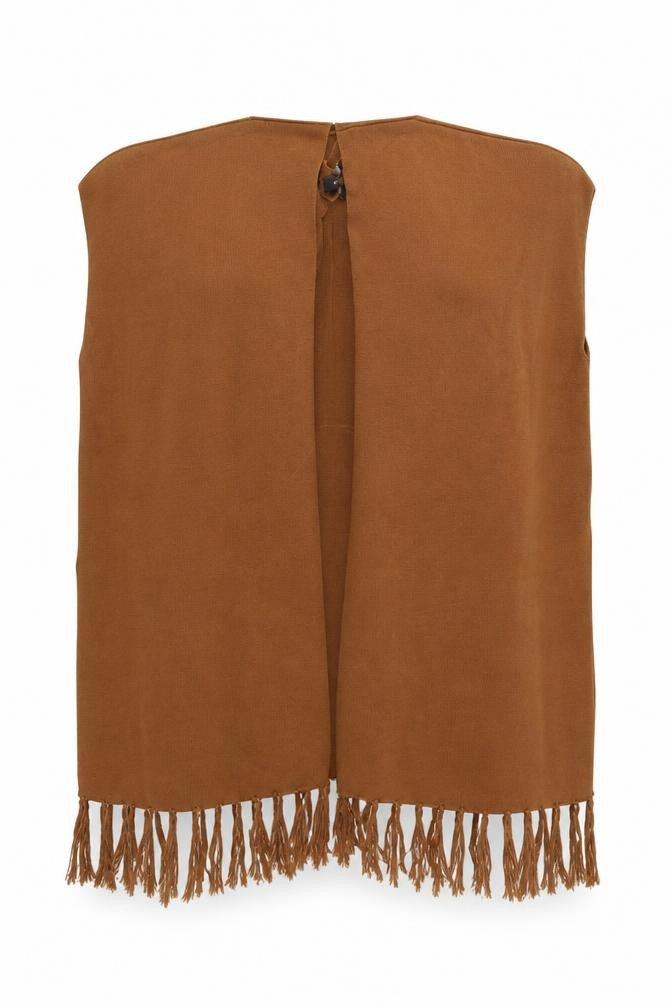 Womens UK Size S Atmosphere Brown Cape Jumper