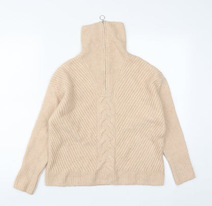 George Womens Beige High Neck  Acrylic Pullover Jumper Size S
