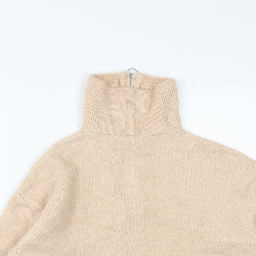 George Womens Beige High Neck  Acrylic Pullover Jumper Size S