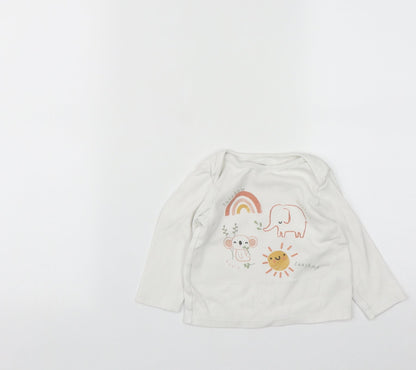 F&F Girls White  Cotton Basic T-Shirt Size 12-18 Months Round Neck