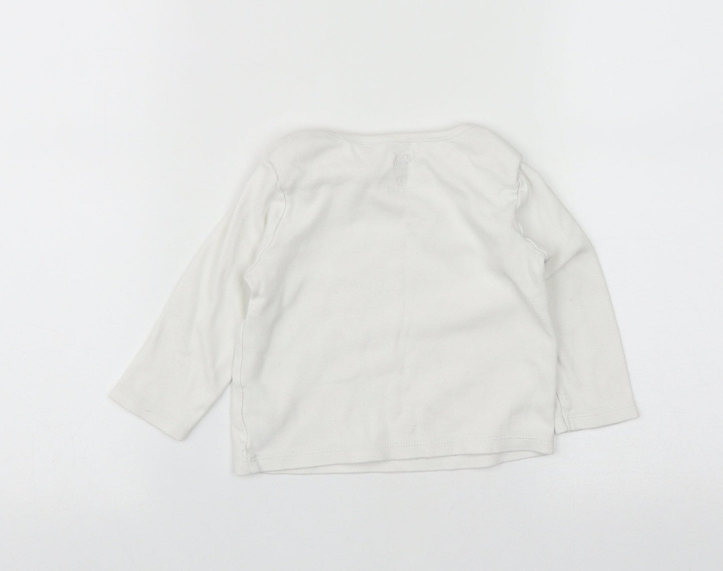 F&F Girls White  Cotton Basic T-Shirt Size 12-18 Months Round Neck