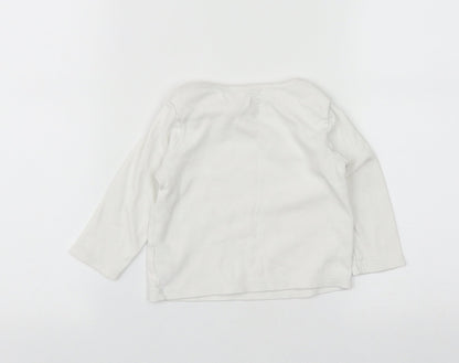 F&F Girls White  Cotton Basic T-Shirt Size 12-18 Months Round Neck