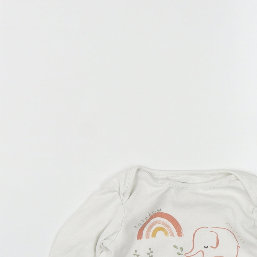 F&F Girls White  Cotton Basic T-Shirt Size 12-18 Months Round Neck