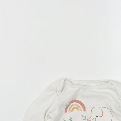F&F Girls White  Cotton Basic T-Shirt Size 12-18 Months Round Neck