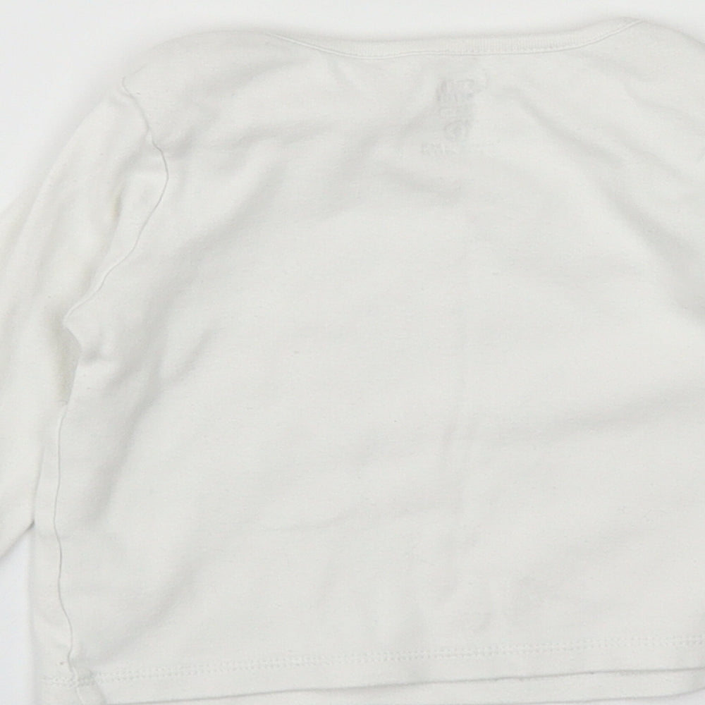 F&F Girls White  Cotton Basic T-Shirt Size 12-18 Months Round Neck