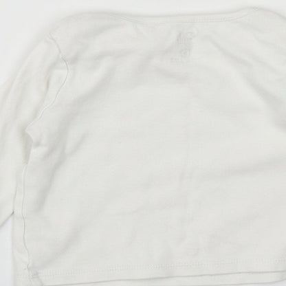F&F Girls White  Cotton Basic T-Shirt Size 12-18 Months Round Neck