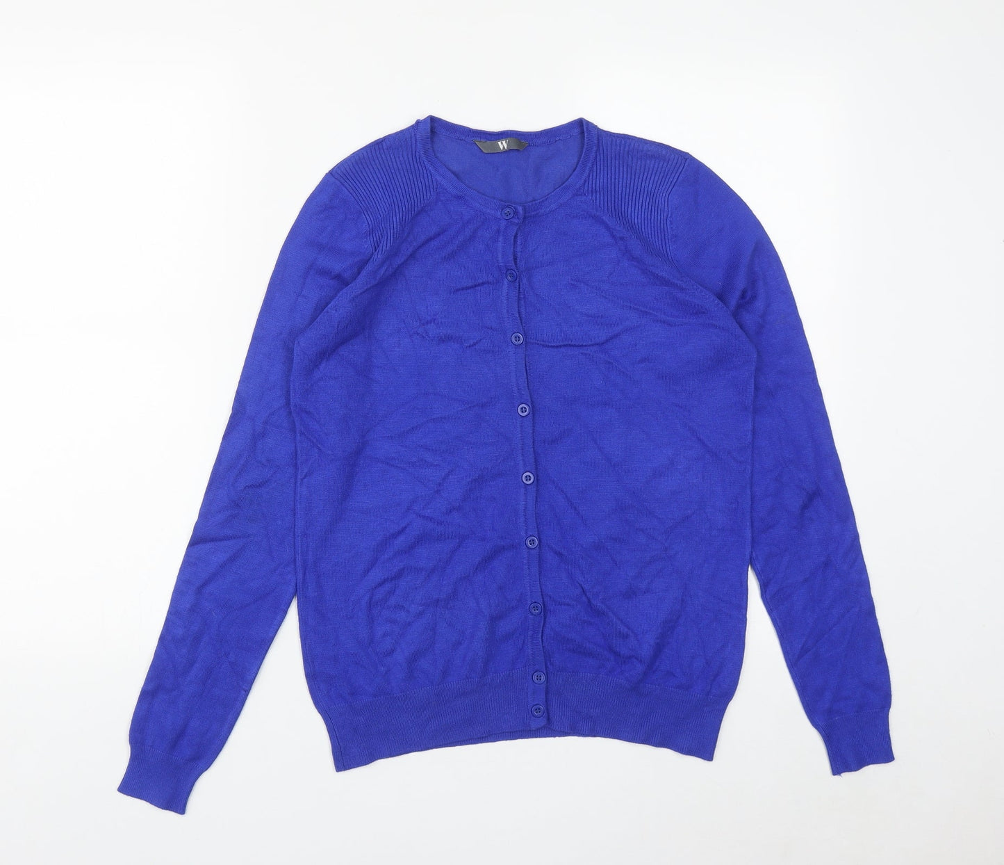 BHS Womens Blue Round Neck  Viscose Cardigan Jumper Size 12