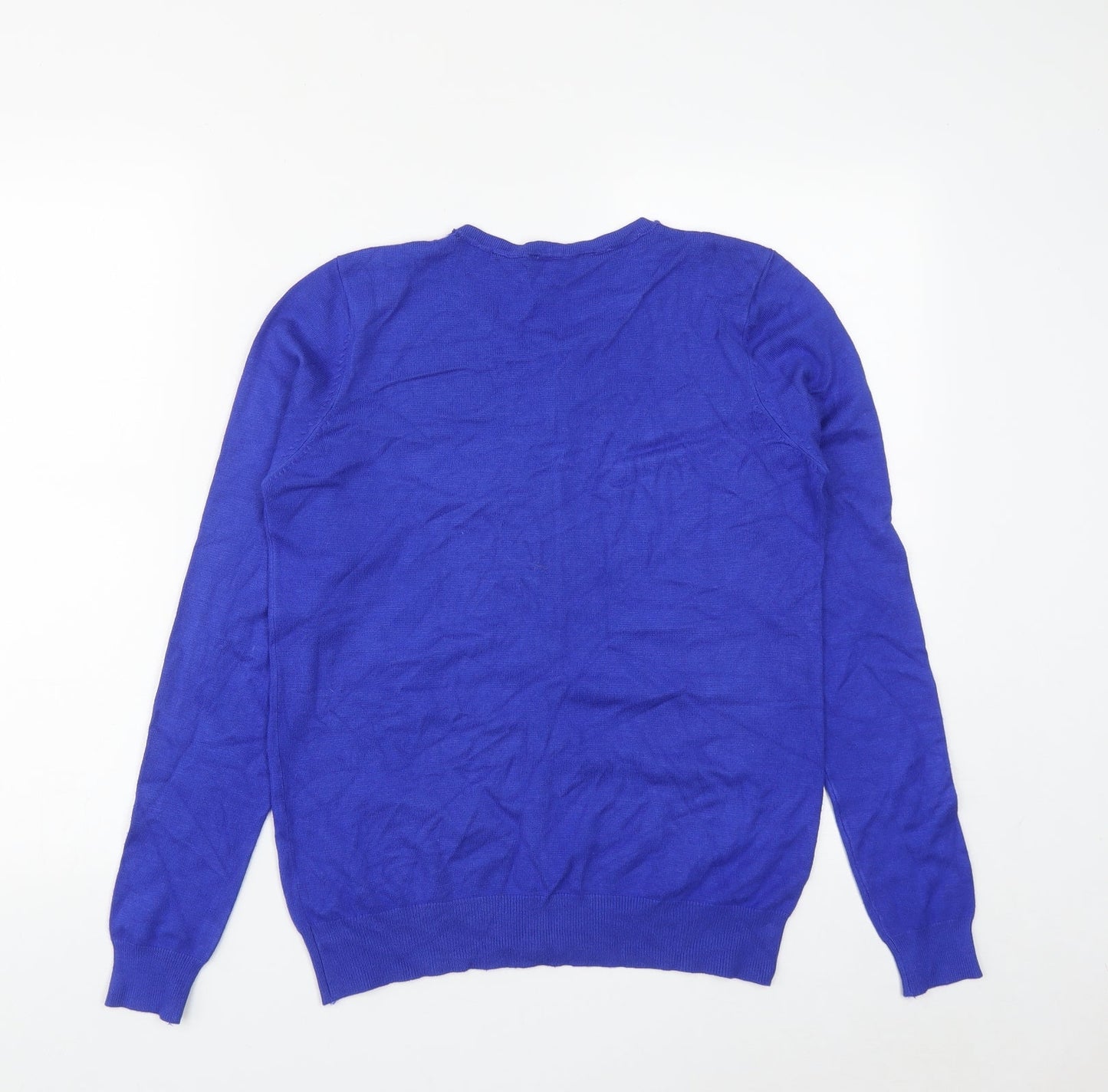 BHS Womens Blue Round Neck  Viscose Cardigan Jumper Size 12