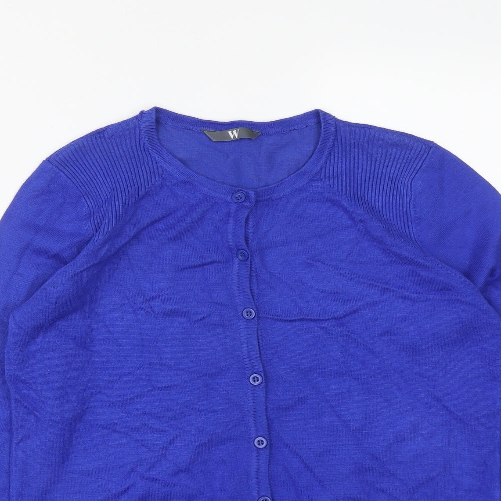 BHS Womens Blue Round Neck  Viscose Cardigan Jumper Size 12