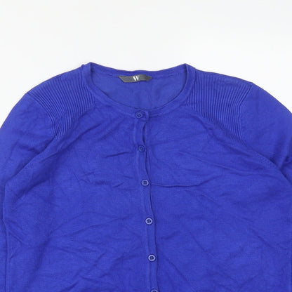 BHS Womens Blue Round Neck  Viscose Cardigan Jumper Size 12