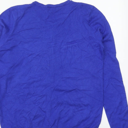 BHS Womens Blue Round Neck  Viscose Cardigan Jumper Size 12