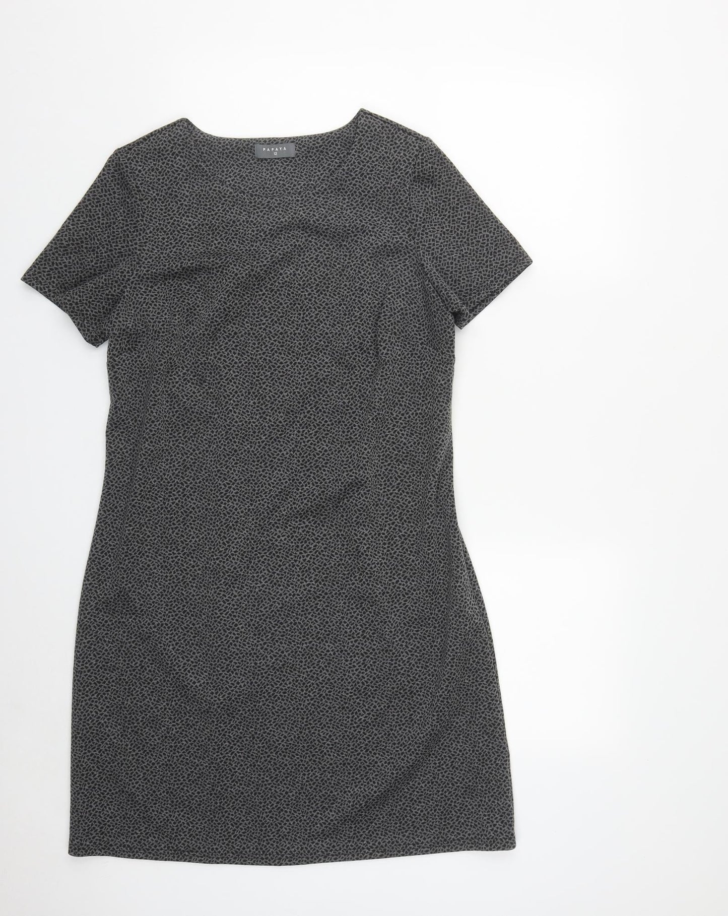 Papaya Womens Green Geometric Polyester A-Line  Size 12  Roll Neck