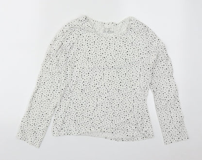 Primark Womens White Geometric Cotton Basic T-Shirt Size XS Round Neck