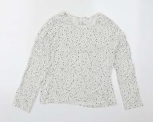 Primark Womens White Geometric Cotton Basic T-Shirt Size XS Round Neck