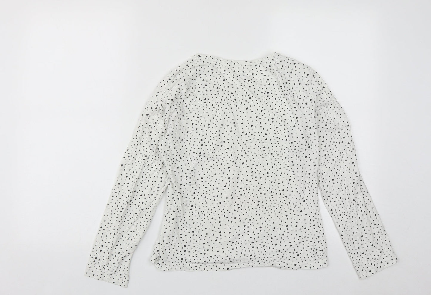 Primark Womens White Geometric Cotton Basic T-Shirt Size XS Round Neck