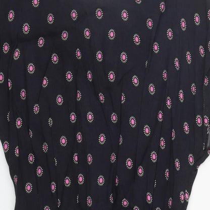 Topshop Womens Black Geometric Viscose Playsuit One-Piece Size 6  Zip