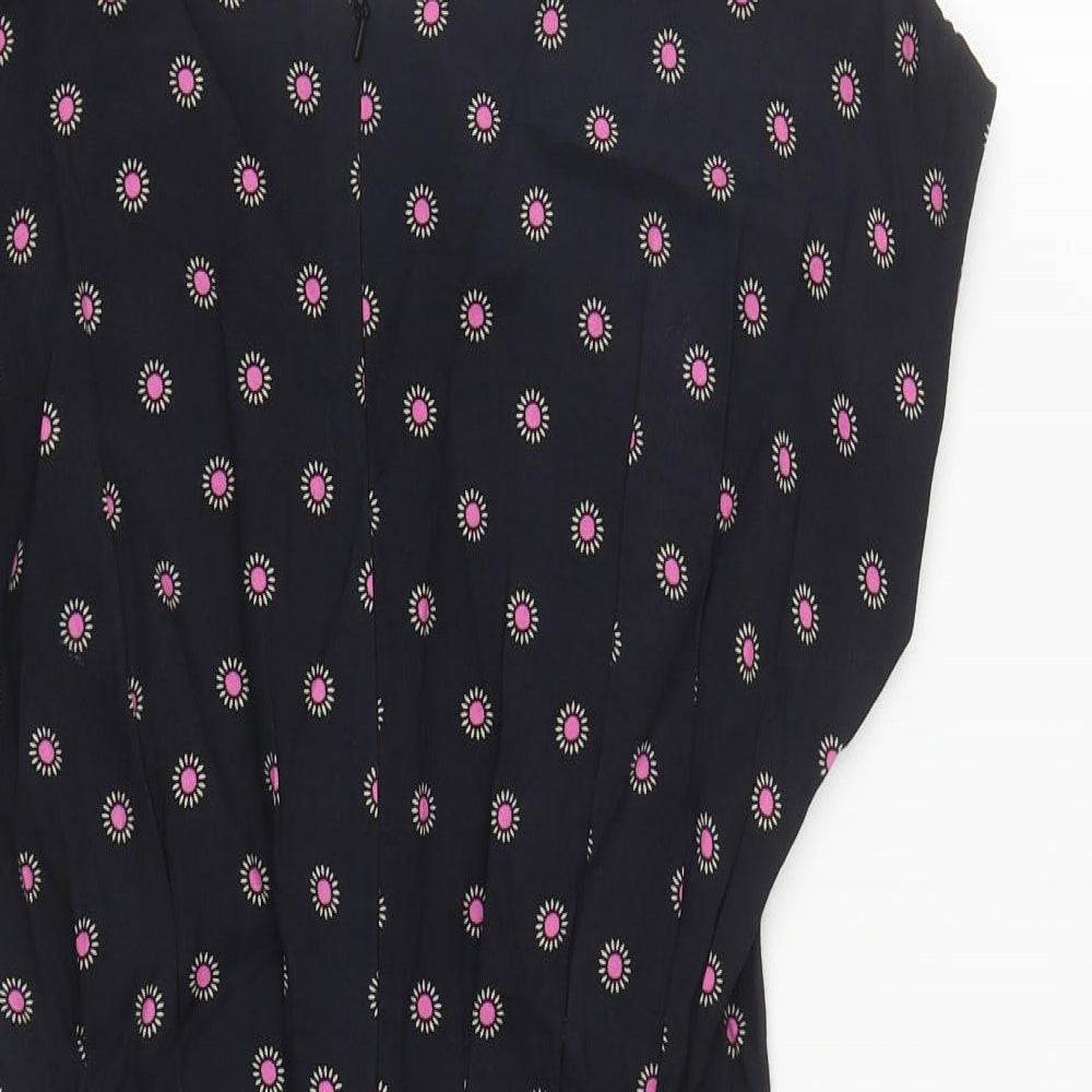 Topshop Womens Black Geometric Viscose Playsuit One-Piece Size 6  Zip