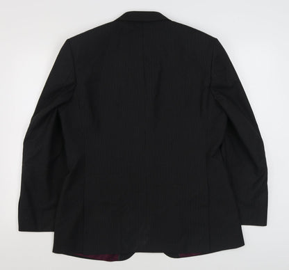George Mens Black Striped Polyester Jacket Suit Jacket Size 40