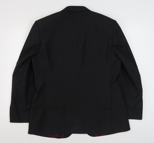 George Mens Black Striped Polyester Jacket Suit Jacket Size 40