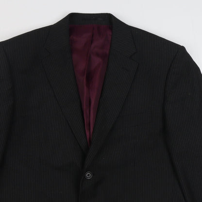 George Mens Black Striped Polyester Jacket Suit Jacket Size 40