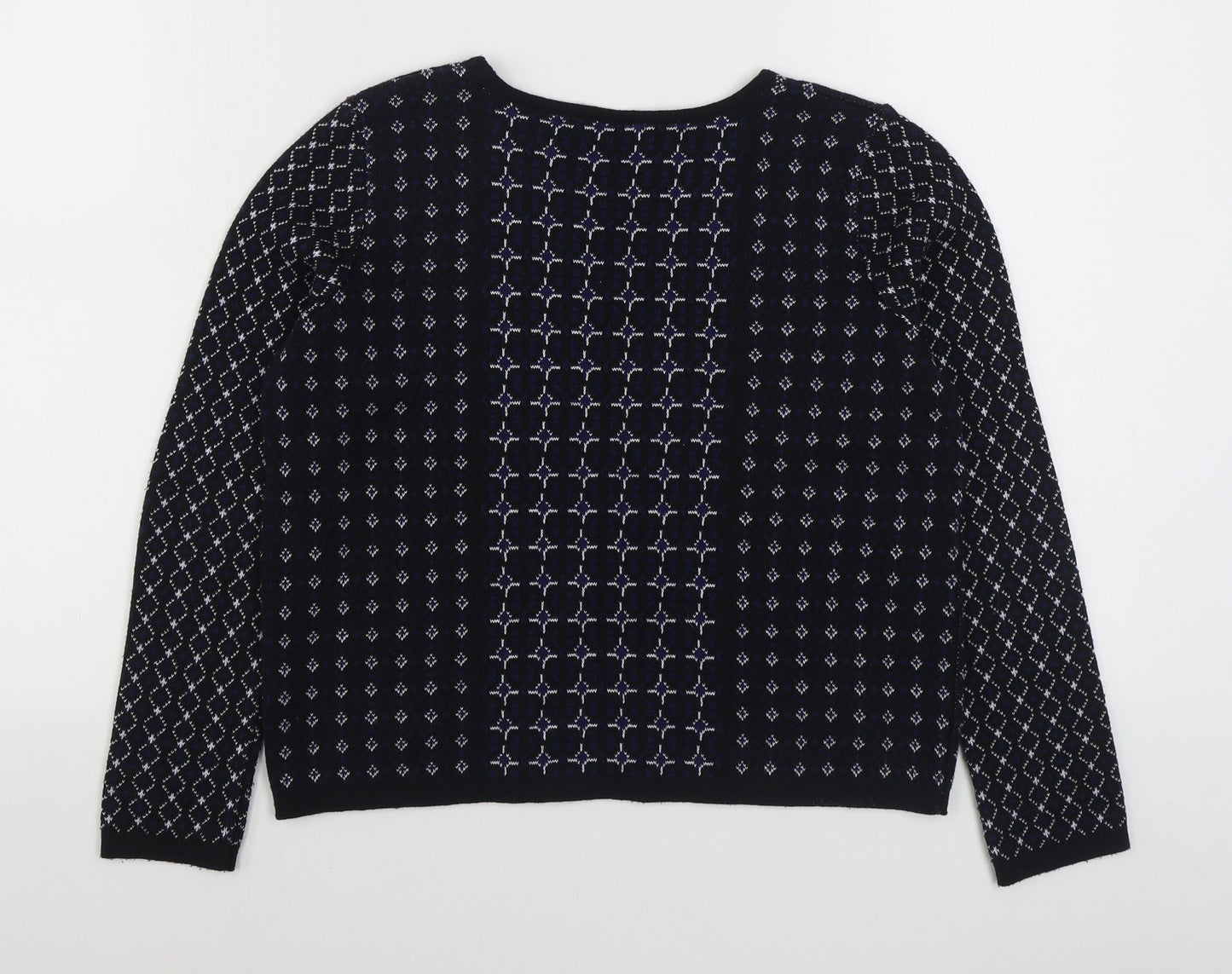 George Womens Black Boat Neck Geometric Acrylic Pullover Jumper Size 10