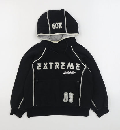 Protonic Boys Black  Cotton Pullover Hoodie Size 7-8 Years  Pullover