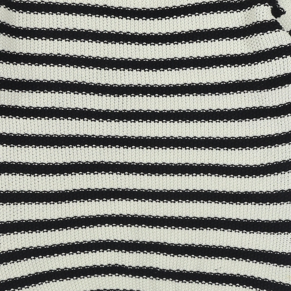 Dolce Stella Womens Black Round Neck Striped Acrylic Pullover Jumper Size M