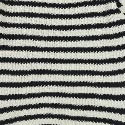 Dolce Stella Womens Black Round Neck Striped Acrylic Pullover Jumper Size M