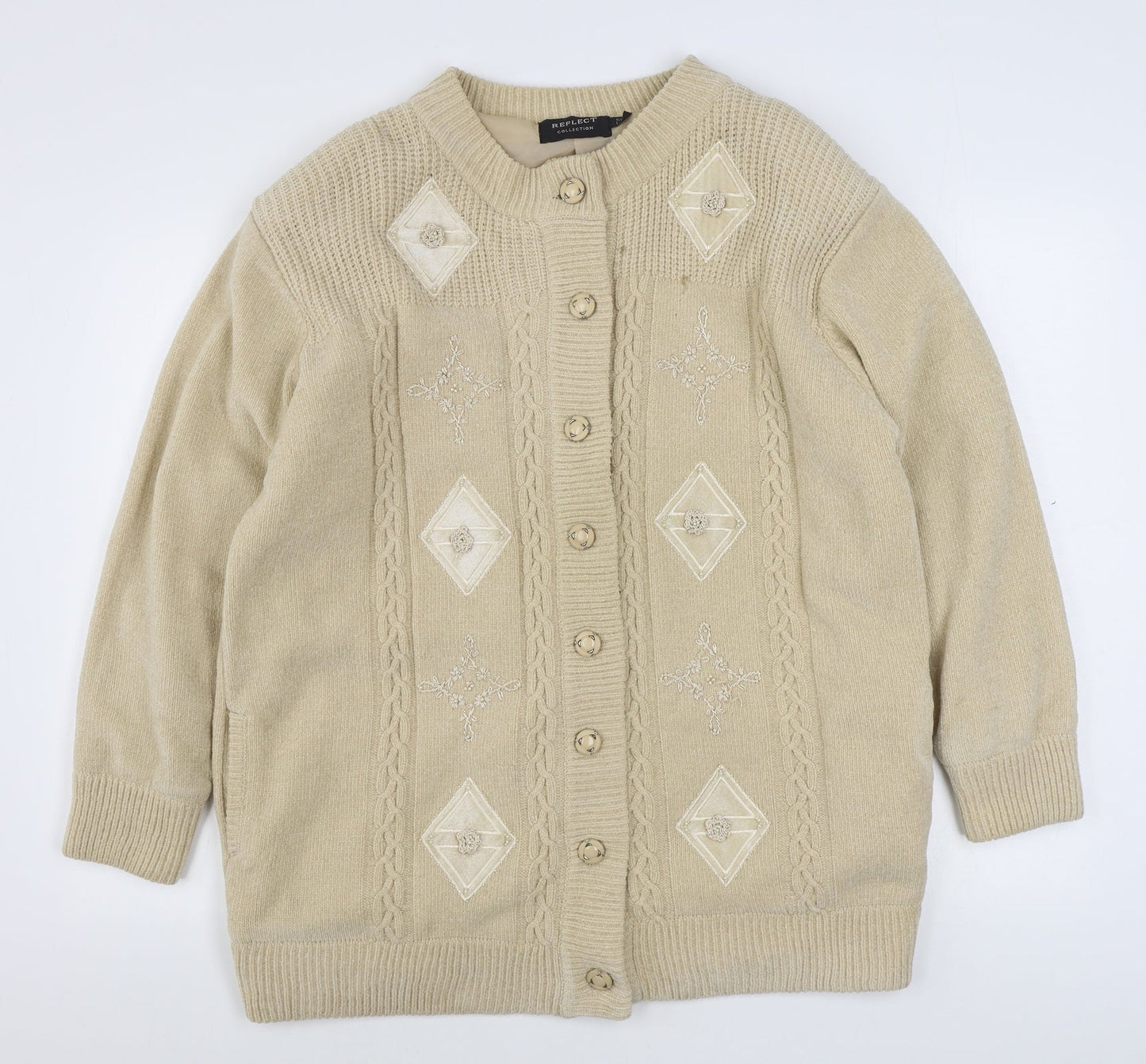 Reflect Collection Womens Beige   Jacket Coatigan Size L  Button