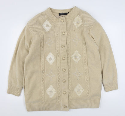 Reflect Collection Womens Beige   Jacket Coatigan Size L  Button