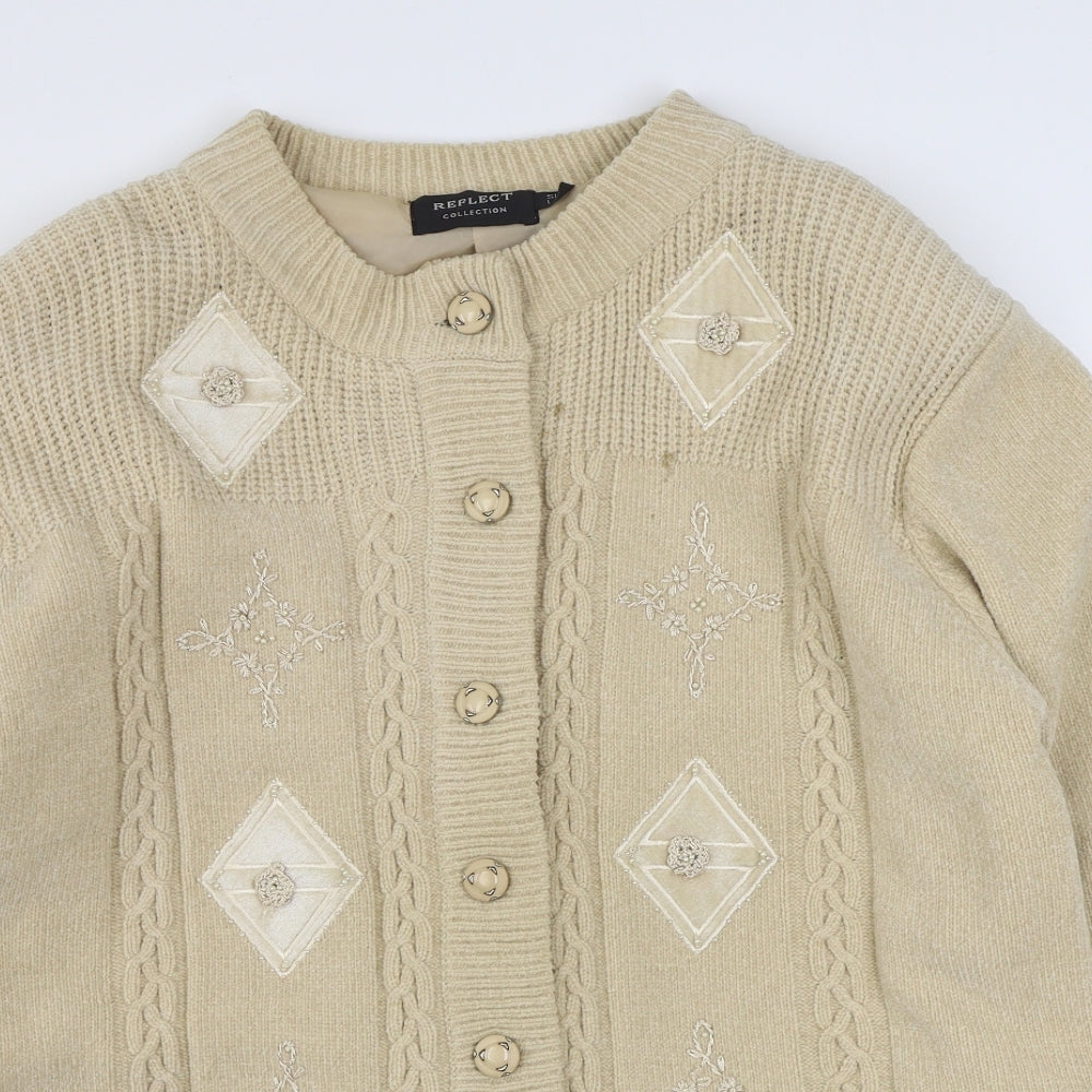 Reflect Collection Womens Beige   Jacket Coatigan Size L  Button