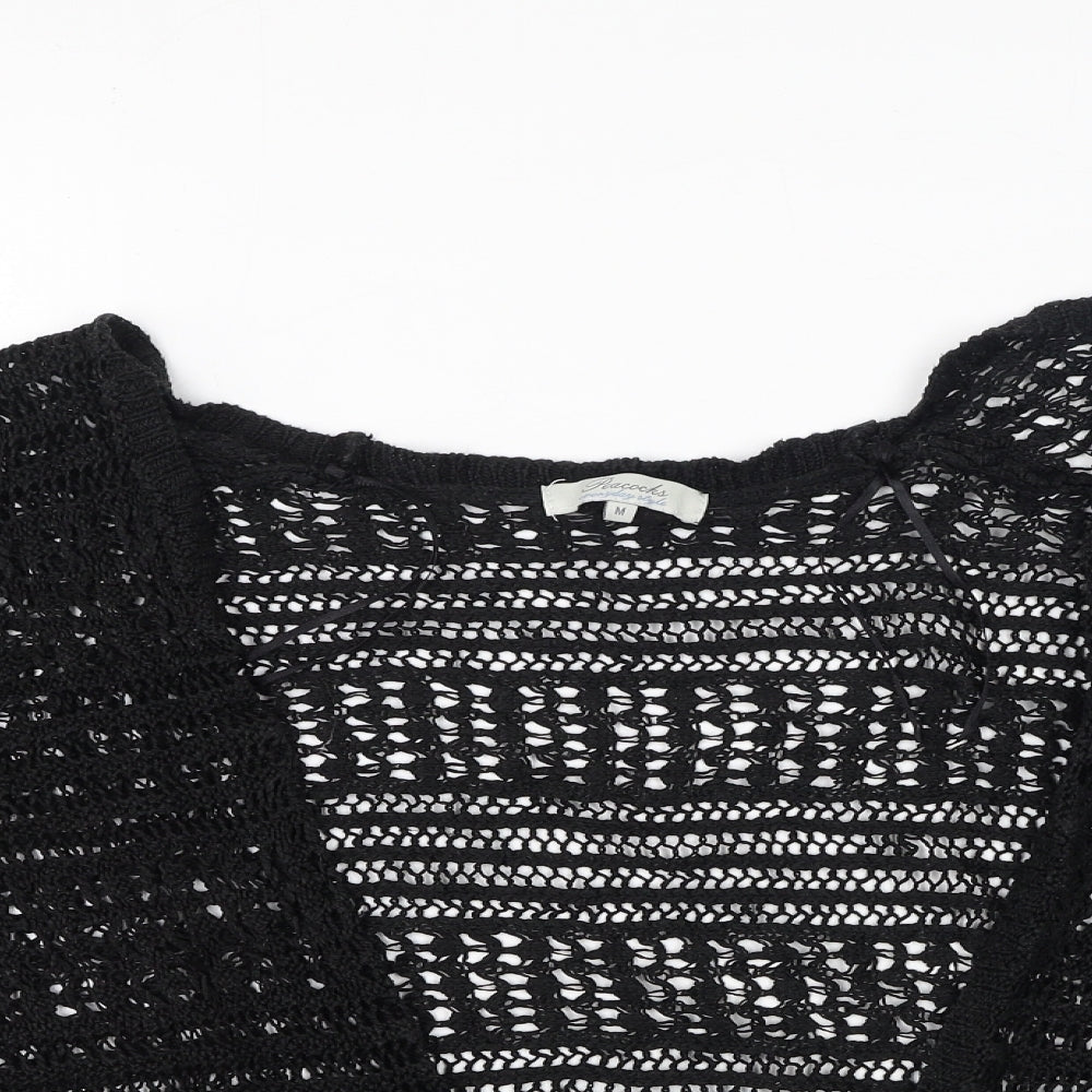 Womens UK Size M peacoks Black Cardigan Jumper