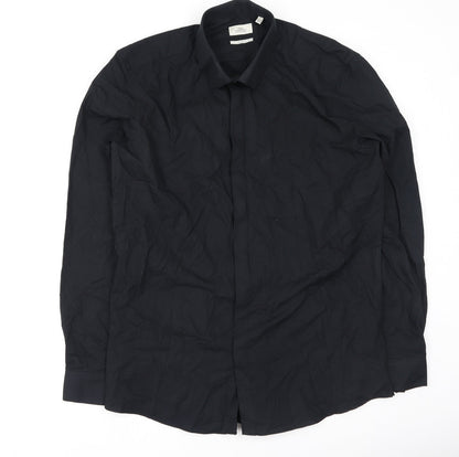 Mens UK Size 42 NEXT Black  Button-Up Long Sleeve Casual Shirt