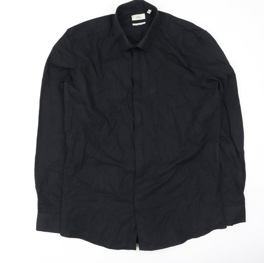 Mens UK Size 42 NEXT Black  Button-Up Long Sleeve Casual Shirt
