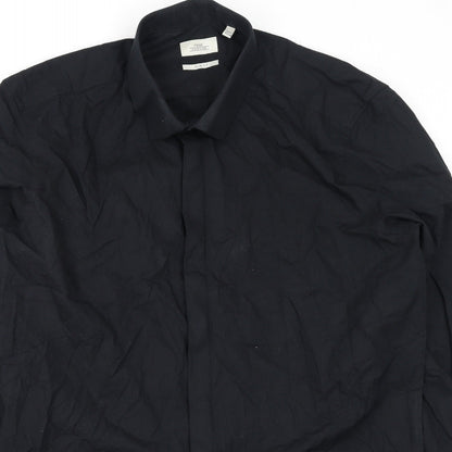 Mens UK Size 42 NEXT Black  Button-Up Long Sleeve Casual Shirt