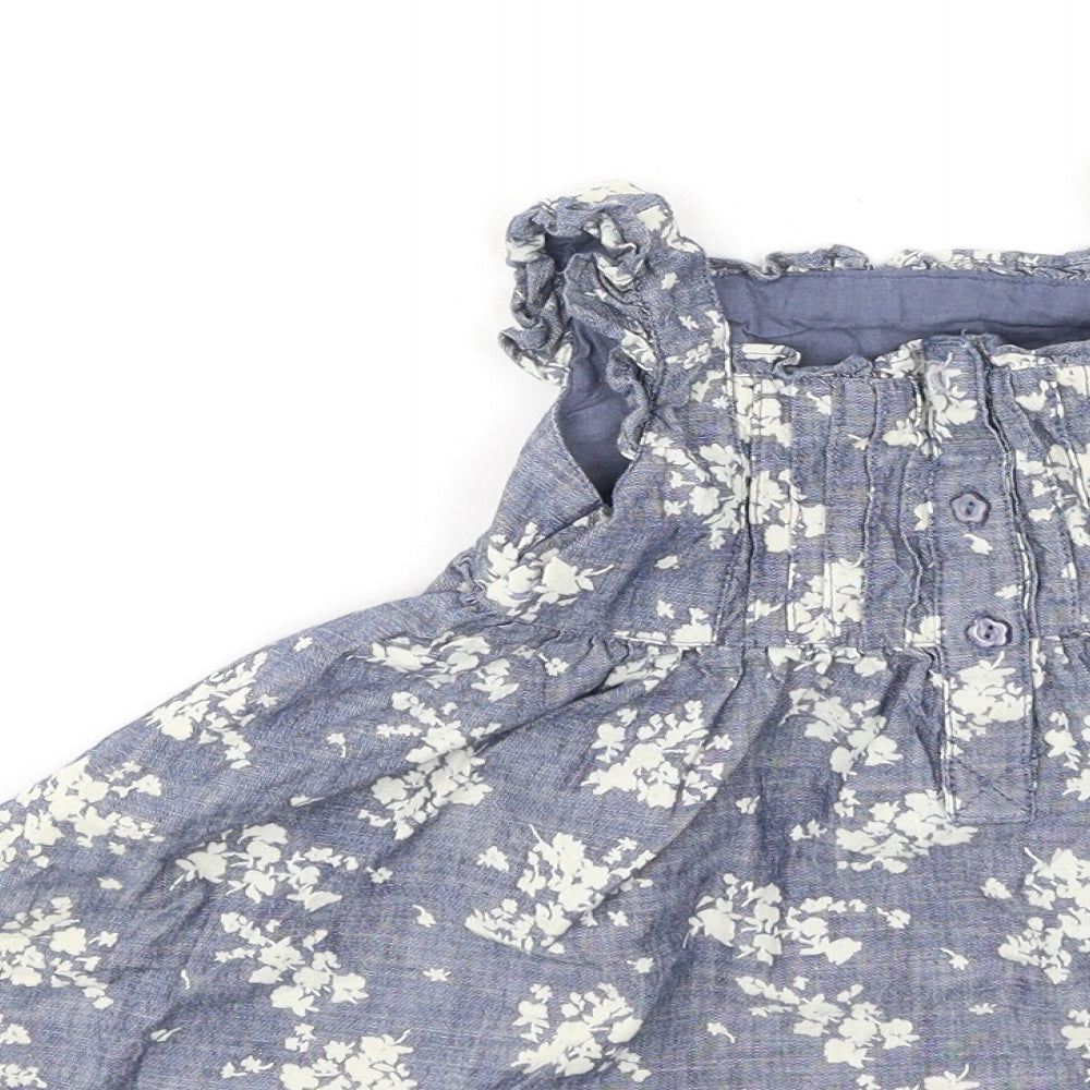 Dunnes Stores Girls Blue Floral Cotton Fit & Flare  Size 3-6 Months  Off the Shoulder