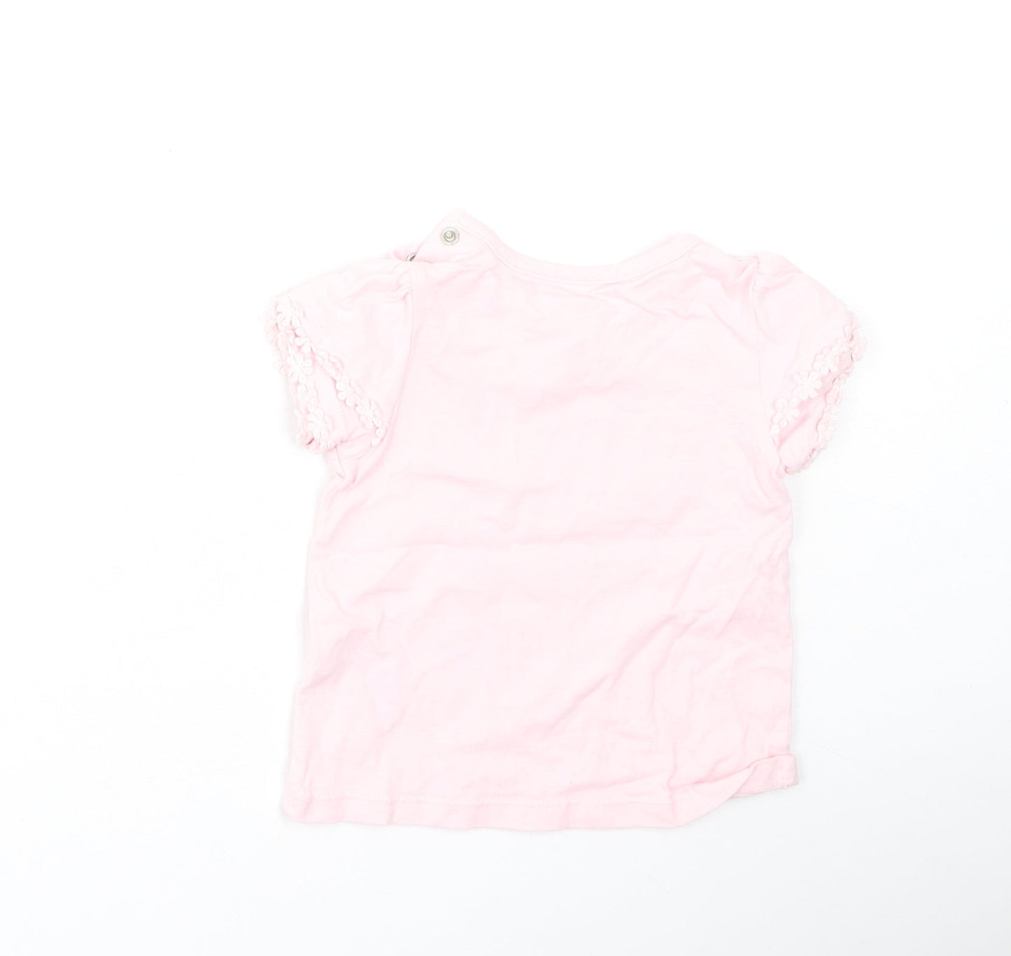 Nutmeg Girls Pink Floral Cotton Basic Casual Size 3-6 Months Round Neck
