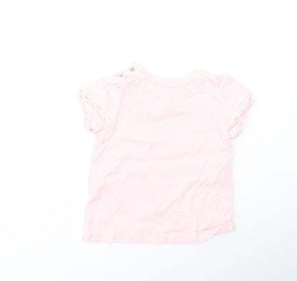Nutmeg Girls Pink Floral Cotton Basic Casual Size 3-6 Months Round Neck