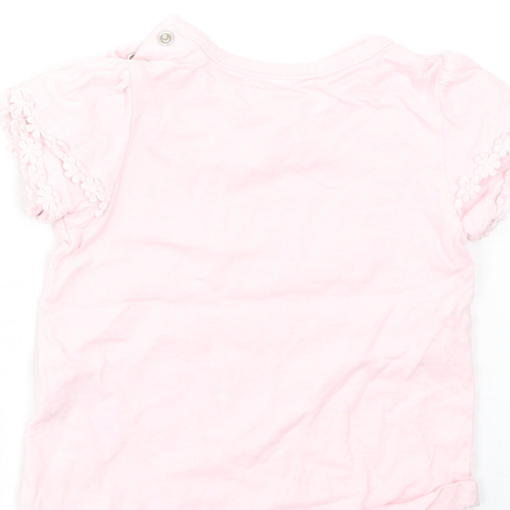 Nutmeg Girls Pink Floral Cotton Basic Casual Size 3-6 Months Round Neck