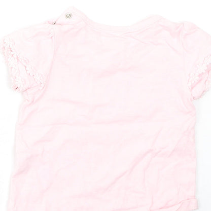 Nutmeg Girls Pink Floral Cotton Basic Casual Size 3-6 Months Round Neck