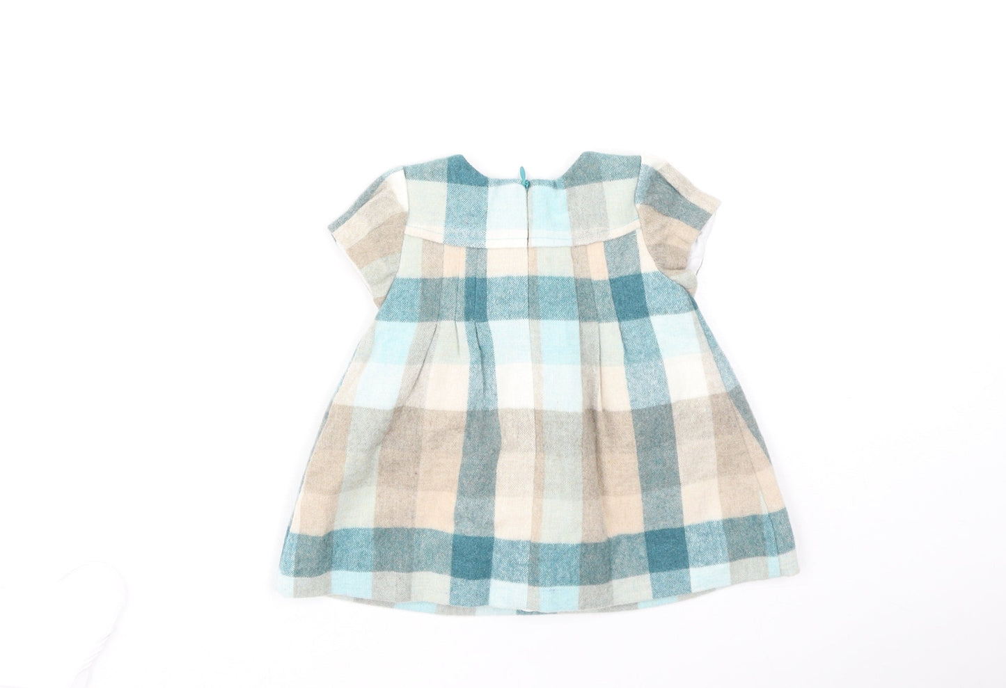 Preworn Girls Multicoloured Plaid Polyester Fit & Flare  Size 6-9 Months  Round Neck