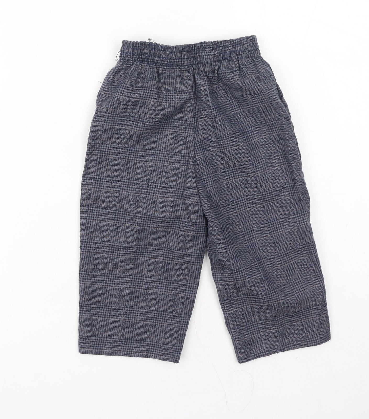Preworn Boys Grey Plaid Polyester Cargo Trousers Size 18-24 Months