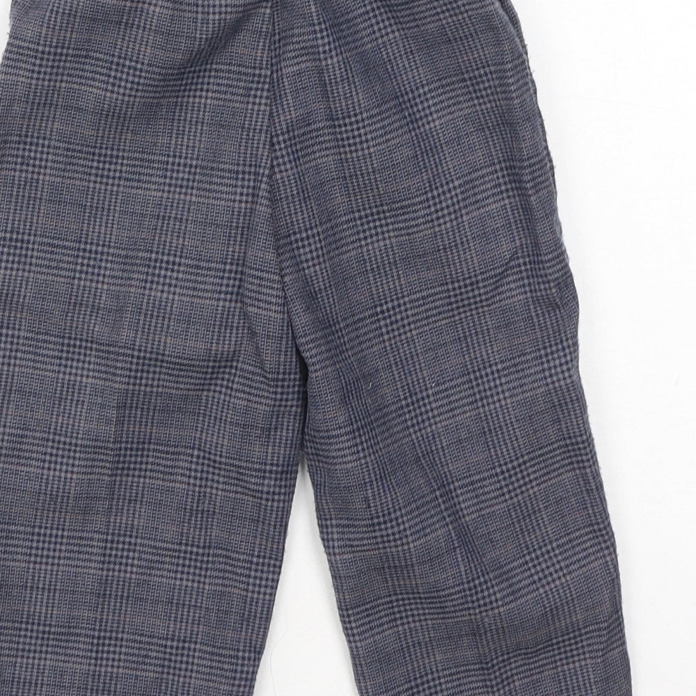 Preworn Boys Grey Plaid Polyester Cargo Trousers Size 18-24 Months