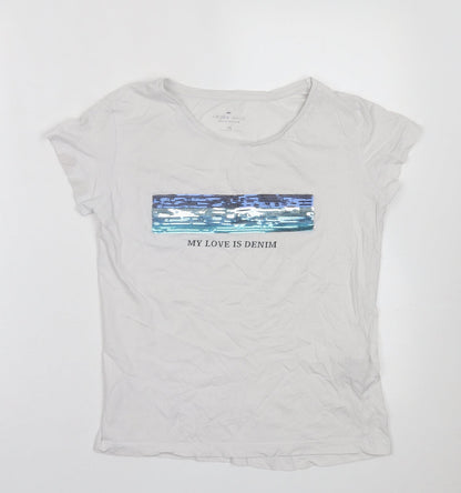 Cross Jeans Womens White  Cotton Basic T-Shirt Size XS Crew Neck