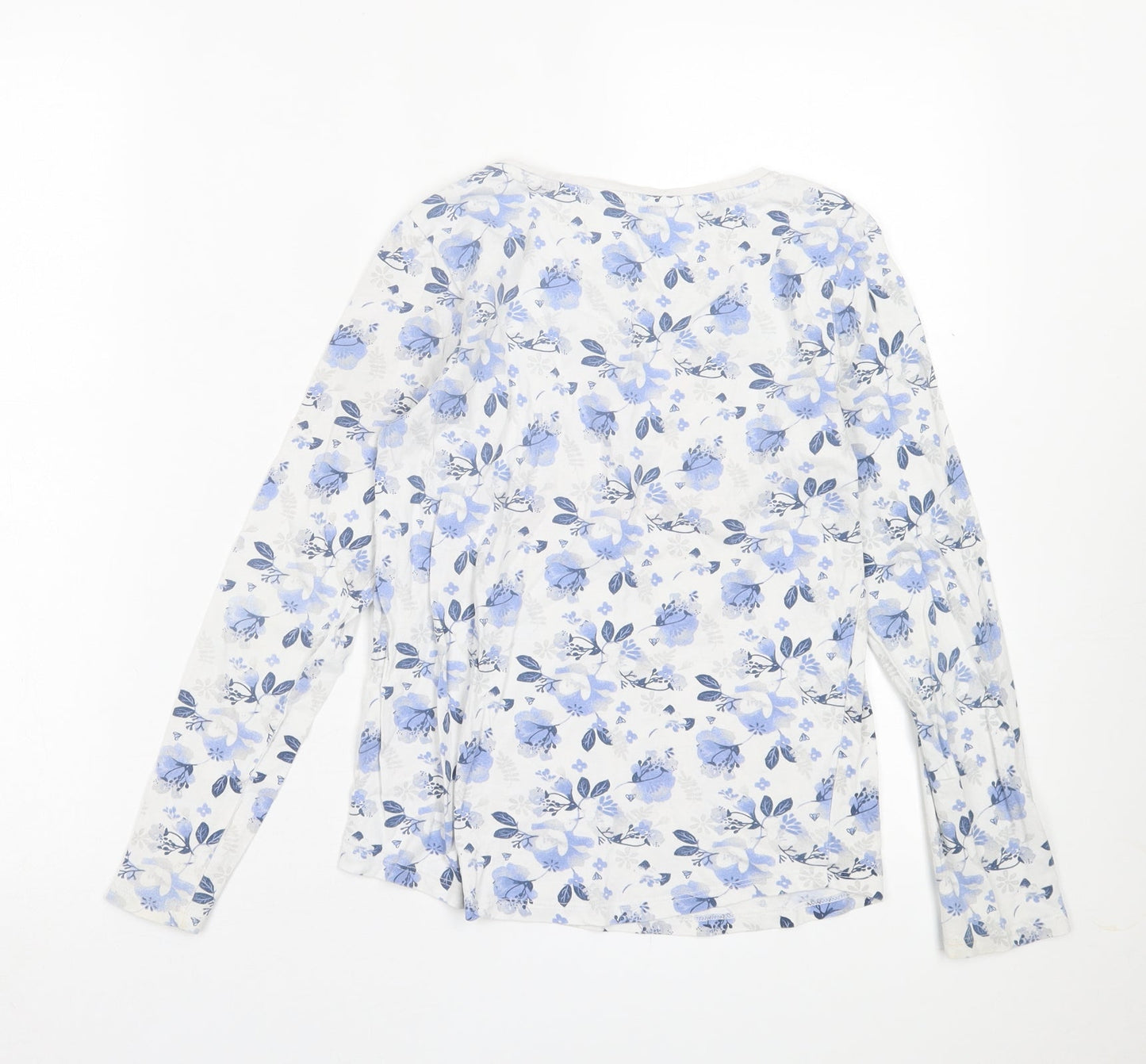 SMYK Girls Blue Floral Cotton Basic Casual Size 13 Years Crew Neck Pullover