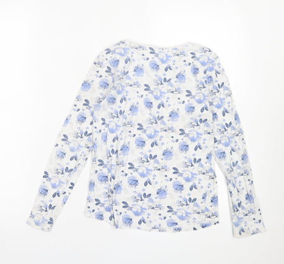 SMYK Girls Blue Floral Cotton Basic Casual Size 13 Years Crew Neck Pullover
