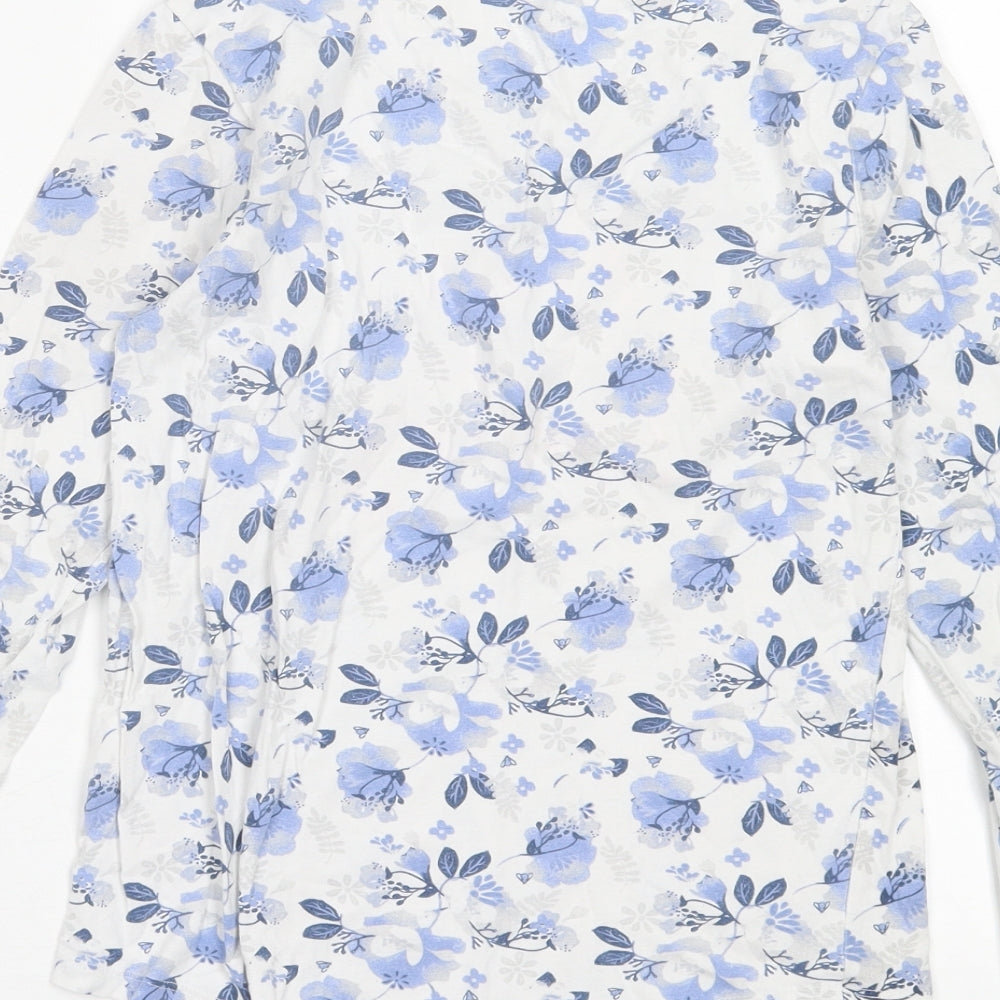 SMYK Girls Blue Floral Cotton Basic Casual Size 13 Years Crew Neck Pullover