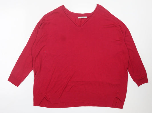 George Womens Pink V-Neck  Viscose Pullover Jumper Size 8