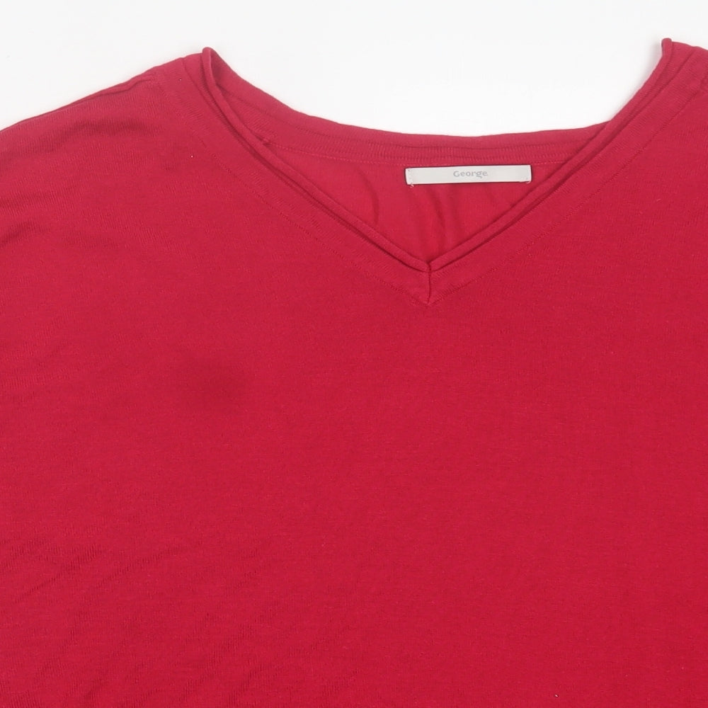 George Womens Pink V-Neck  Viscose Pullover Jumper Size 8