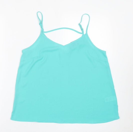 Primark Womens Green  Polyester Basic Tank Size 12 Scoop Neck